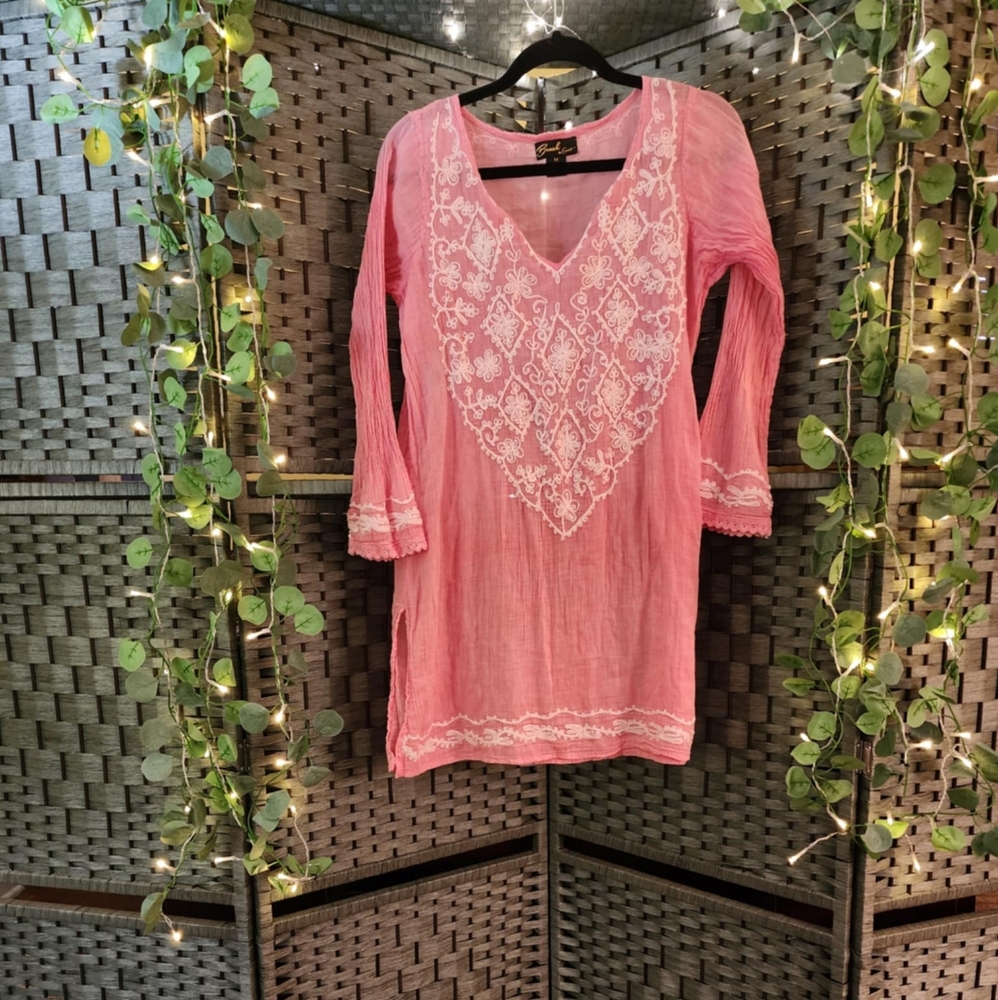 Beach by Exist  coral gauze swimsuit cover-up.
